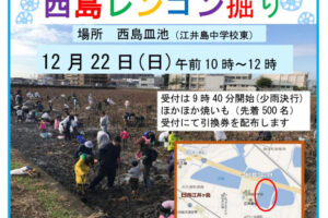 明石市大久保町の西島皿池で「第16回 西島レンコン掘り大会」開催！先着で焼芋プレゼント