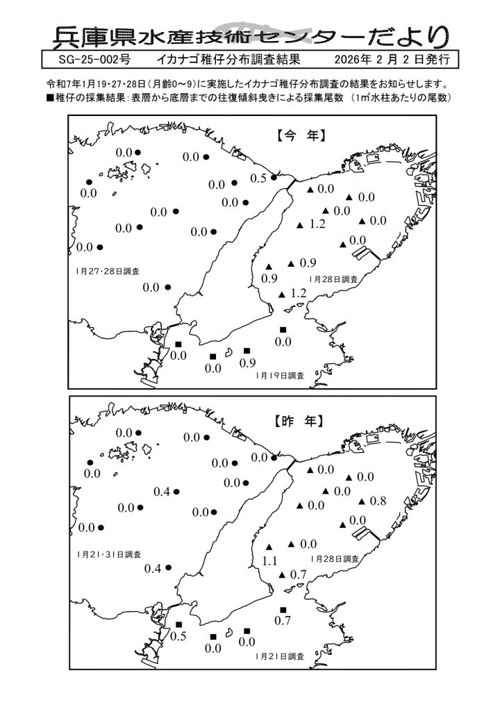 2026年イカナゴ稚仔分布調査結果